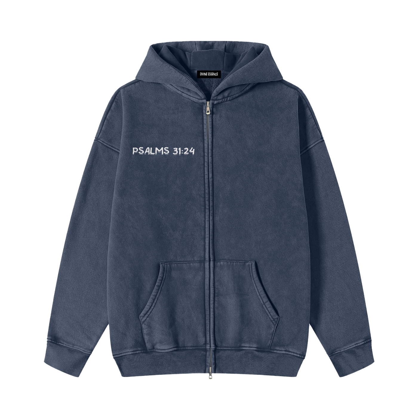 Snow Washed Zip-Through Fleece Hoodie