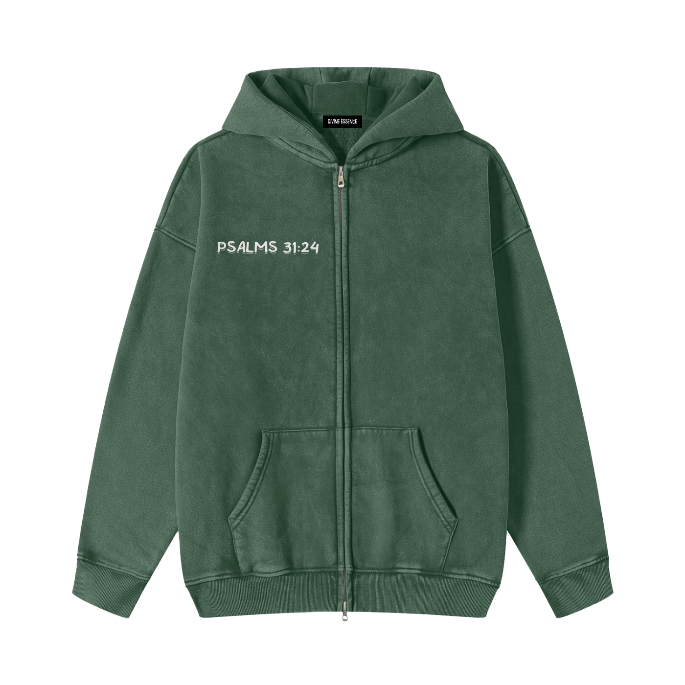 Snow Washed Zip-Through Fleece Hoodie