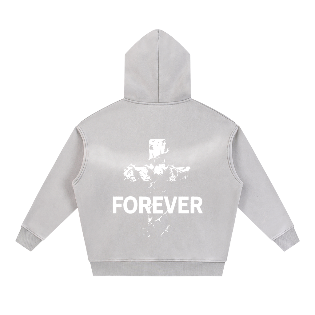 Sunfade Two-way Zipper Boxy Fleece Hoodie