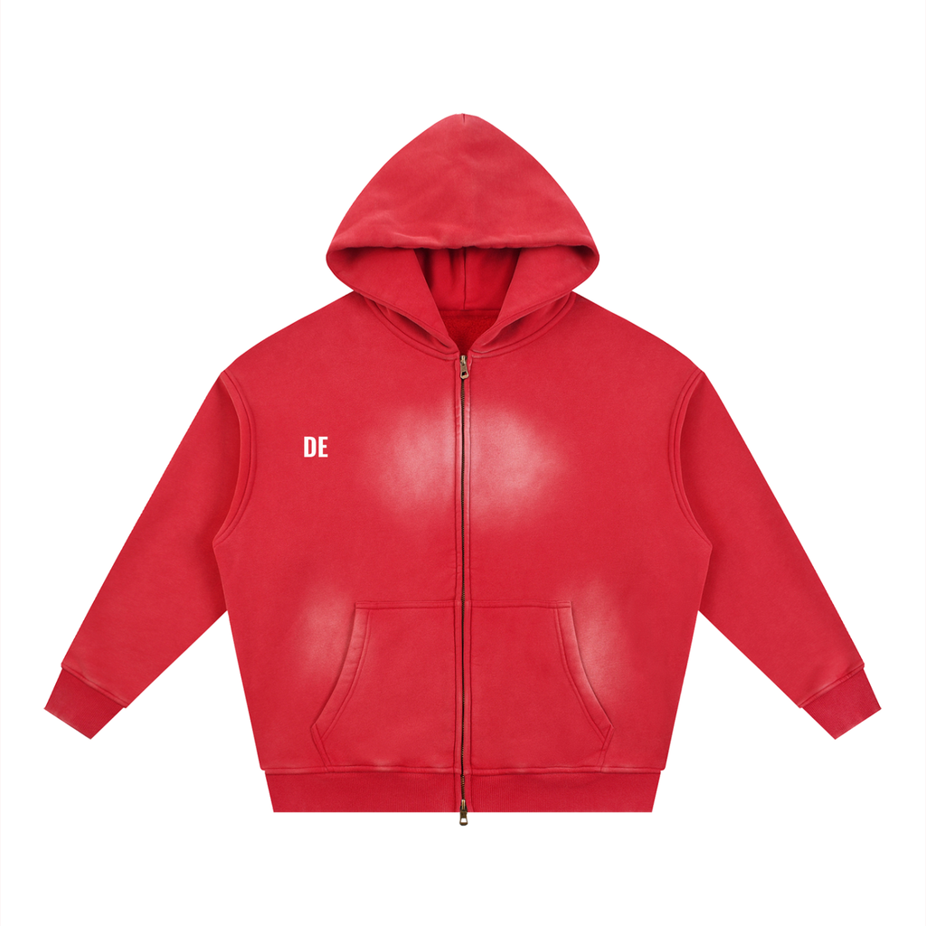 Sunfade Two-way Zipper Boxy Fleece Hoodie