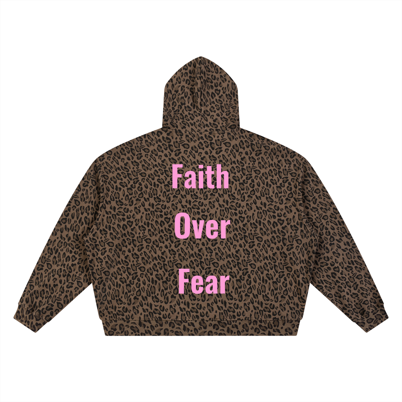Unisex Leopard Print Waffle Full Zip Hoodie