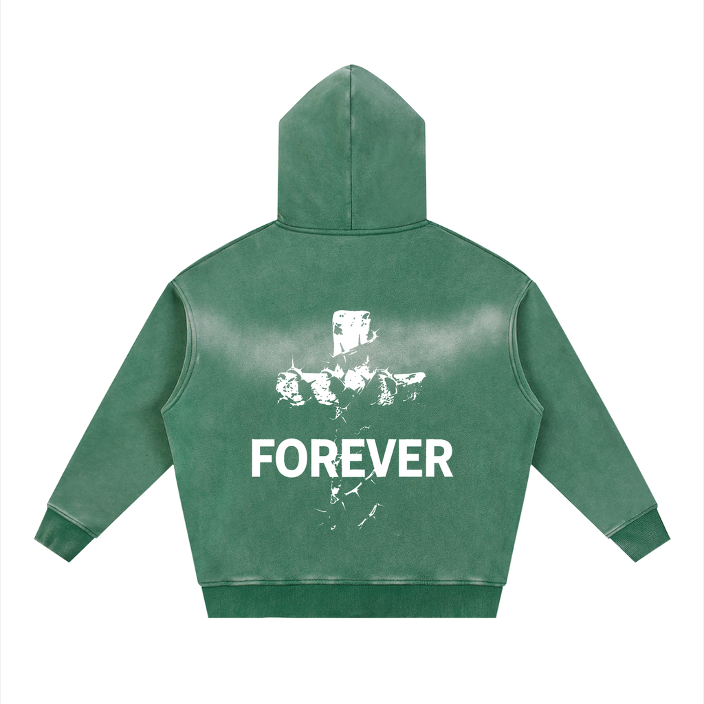 Sunfade Two-way Zipper Boxy Fleece Hoodie