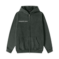 Snow Washed Zip-Through Fleece Hoodie