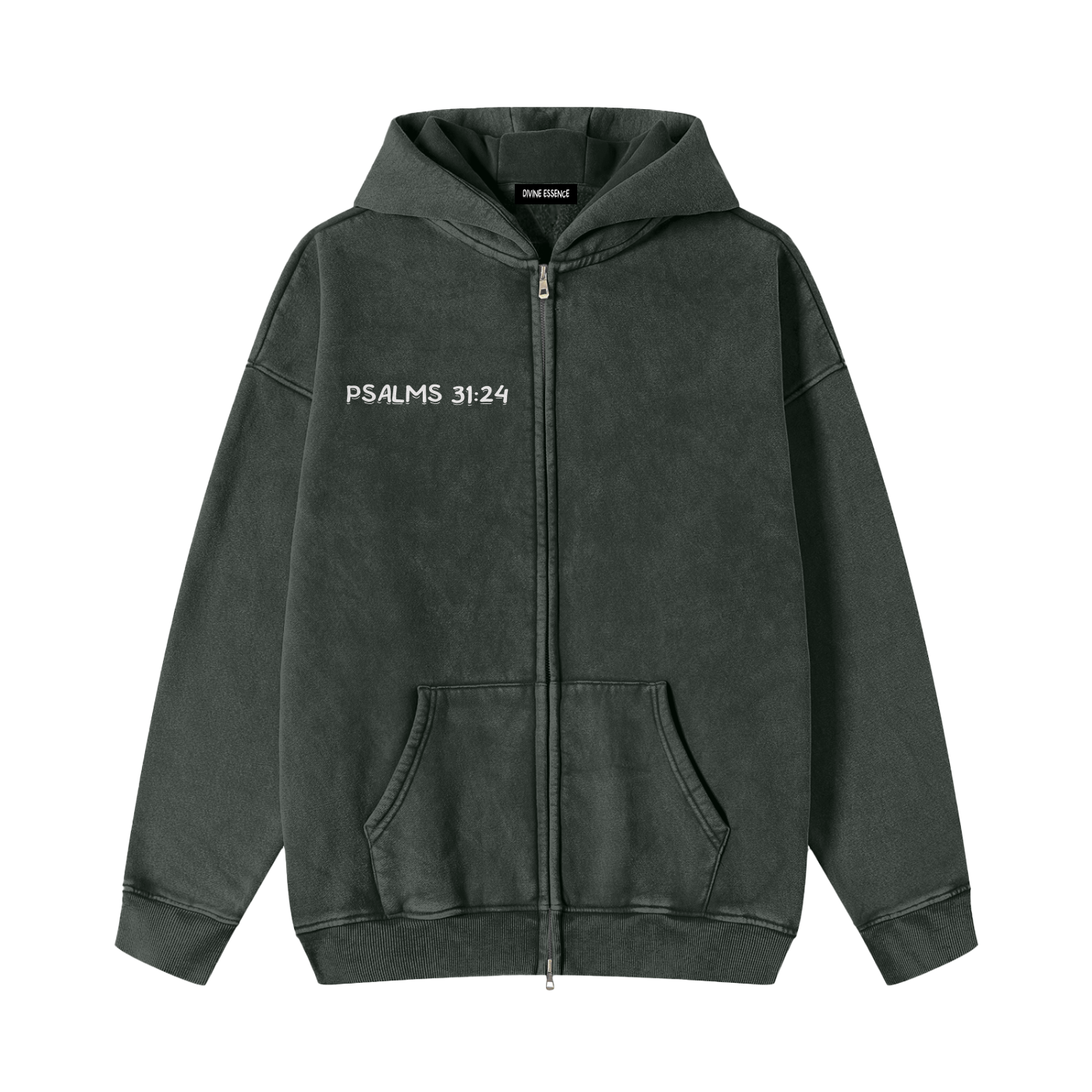 Snow Washed Zip-Through Fleece Hoodie