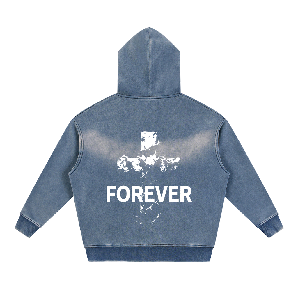 Sunfade Two-way Zipper Boxy Fleece Hoodie