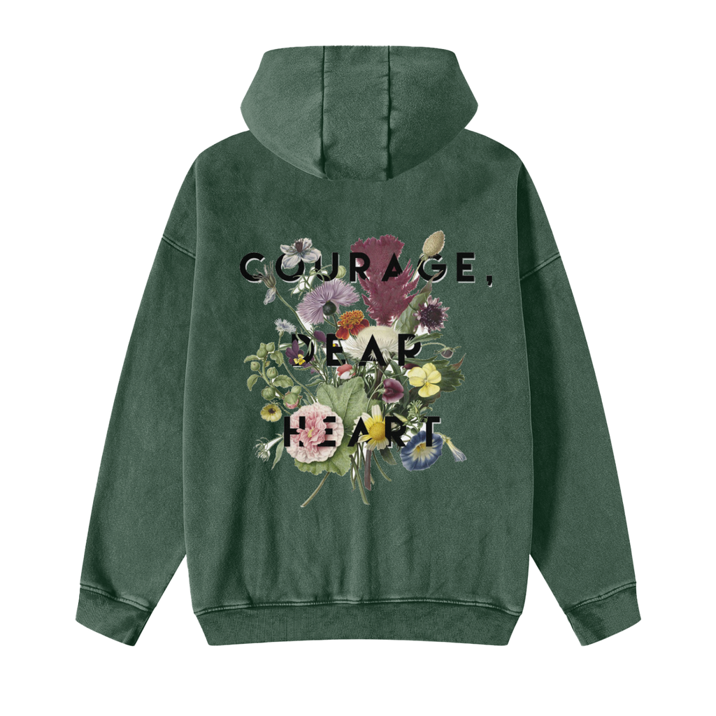 Snow Washed Zip-Through Fleece Hoodie
