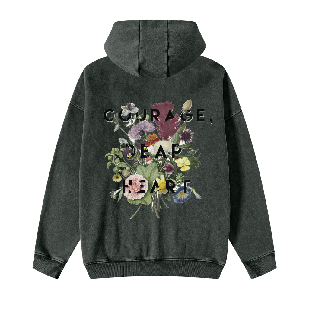 Snow Washed Zip-Through Fleece Hoodie