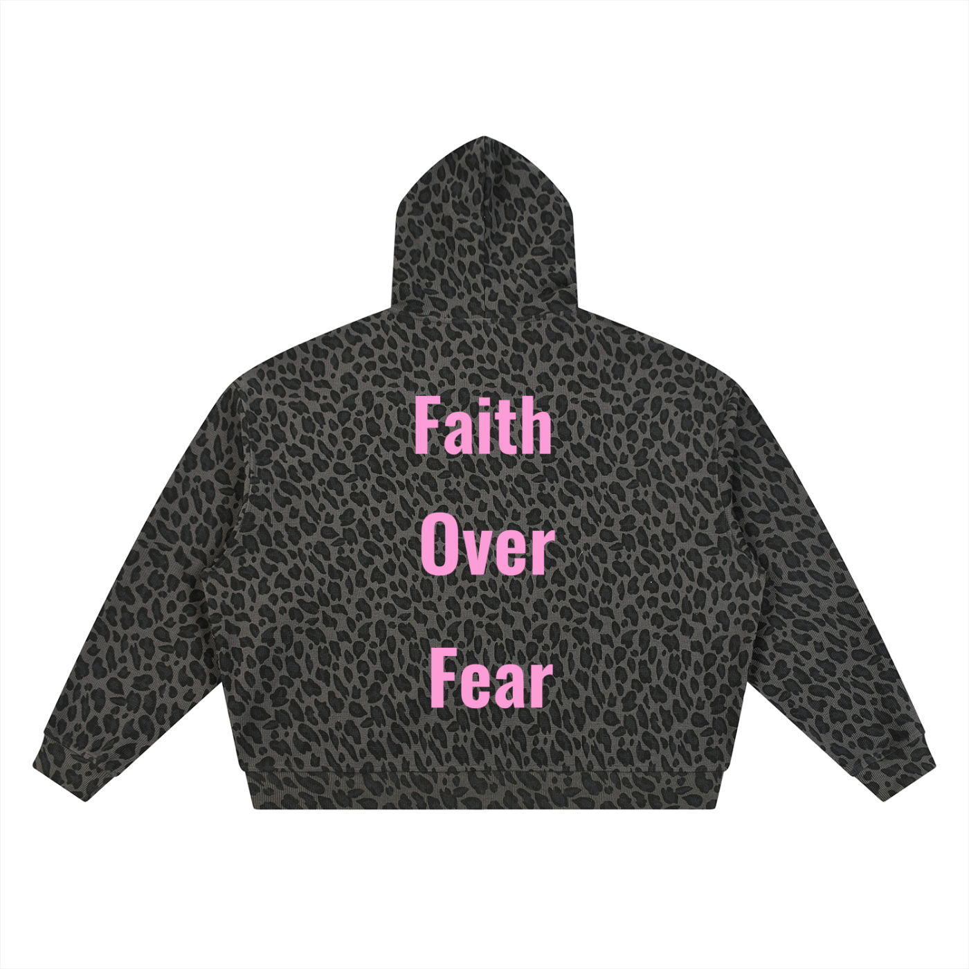 Unisex Leopard Print Waffle Full Zip Hoodie