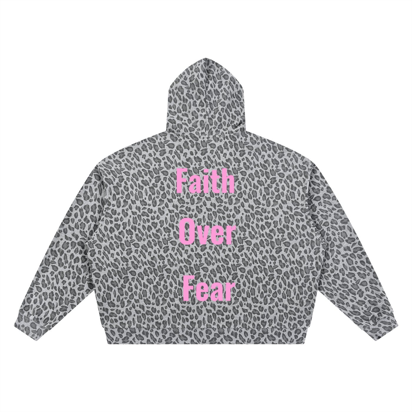 Unisex Leopard Print Waffle Full Zip Hoodie